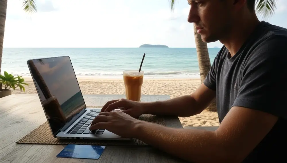 A digital nomad working