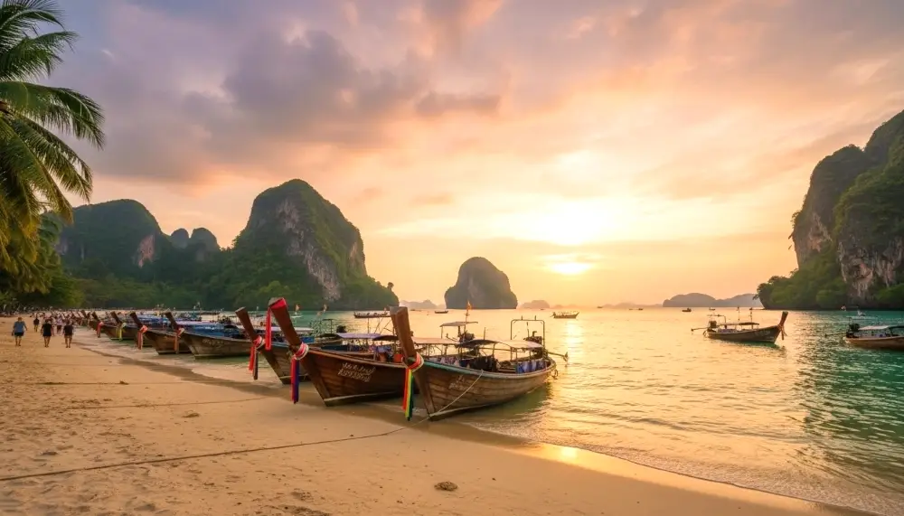 Ao Nang beach at golden hour