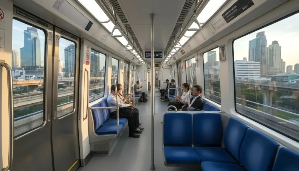 BTS Skytrain interior in Bangkok