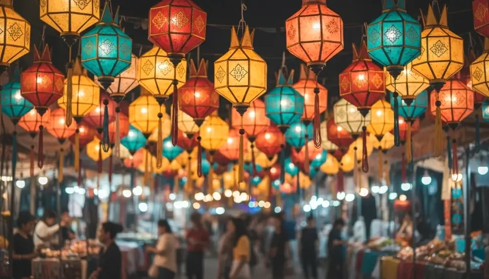 Lanna style silk lanterns