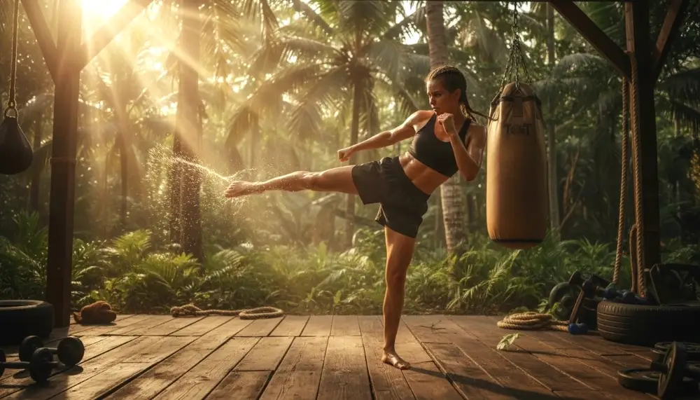 Muay Thai student training