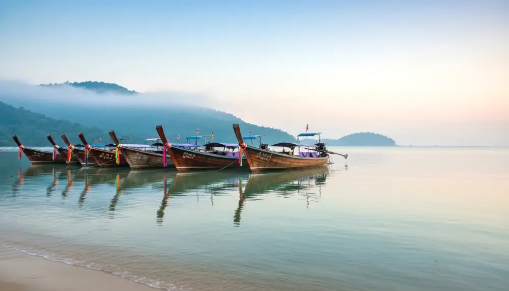 Nai Harn Beach Thai long-tail boats