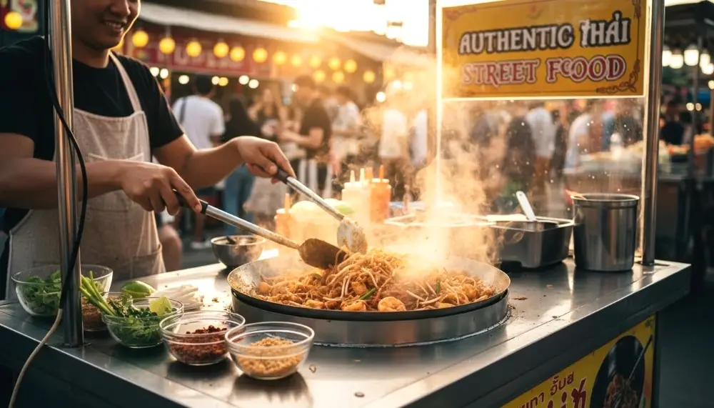 Pad Thai cooking