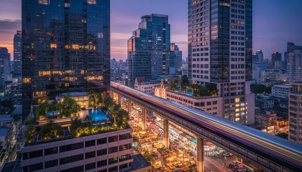 Sukhumvit Road Bangkok during blue hour