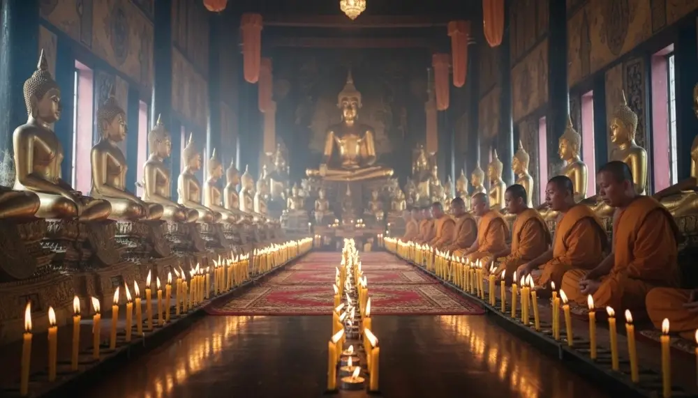 Thai Buddhist temple during a festival