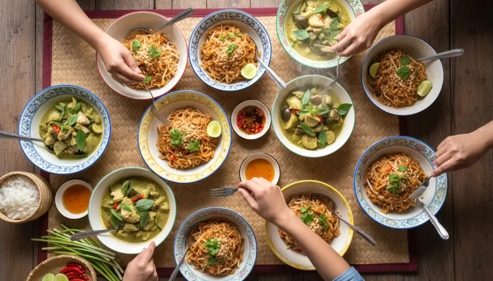 Thai family style dinner