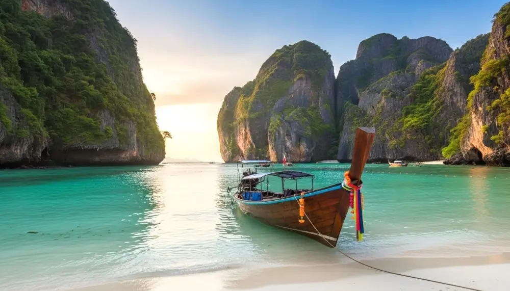 Thai-longtail boat with ribbons