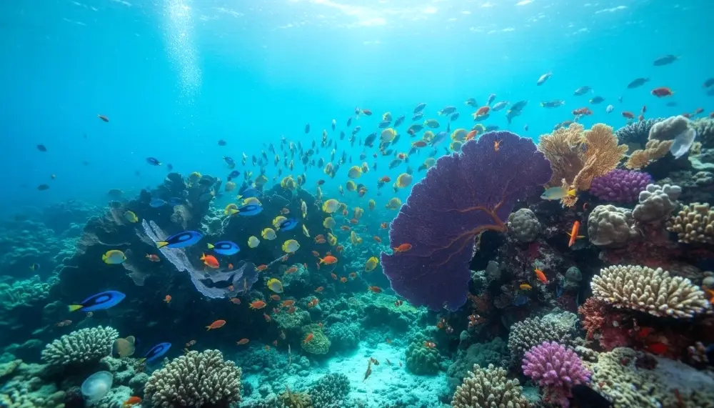 Underwater shot of vibrant coral reef