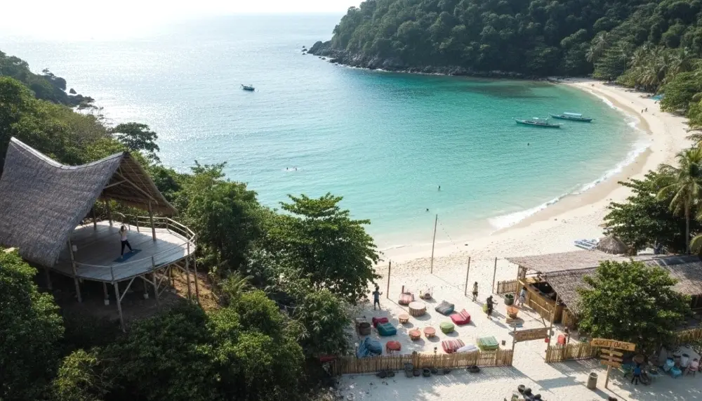 a bustling beach bar