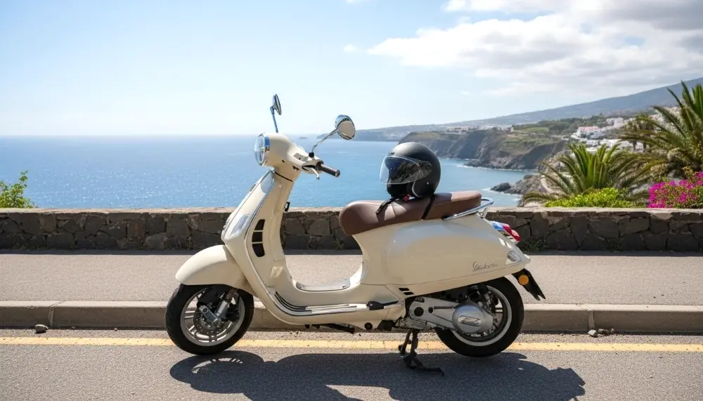 a scooter on a scenic coastal road
