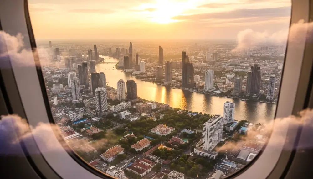 airplane window Chao Phraya