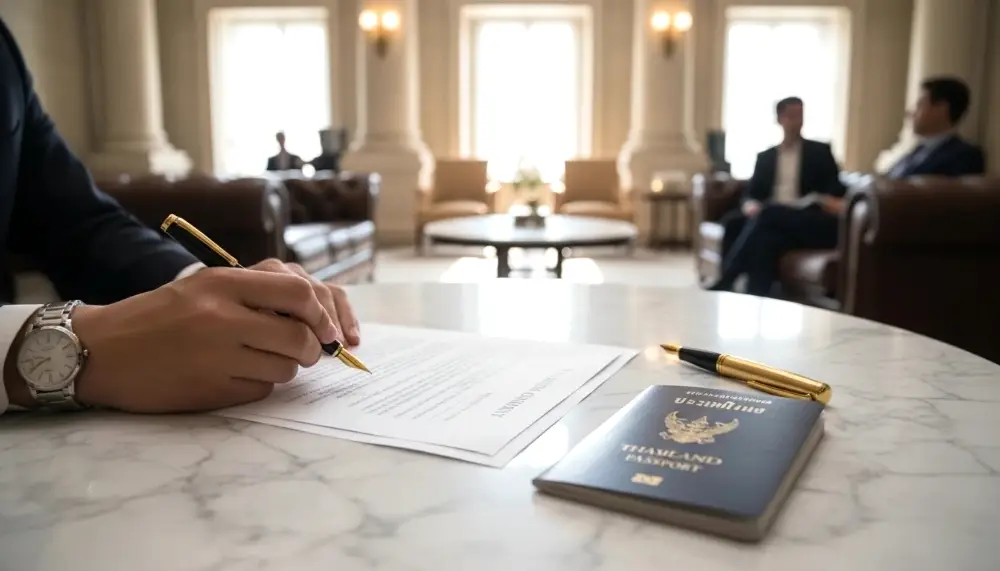 banking document on a marble desk