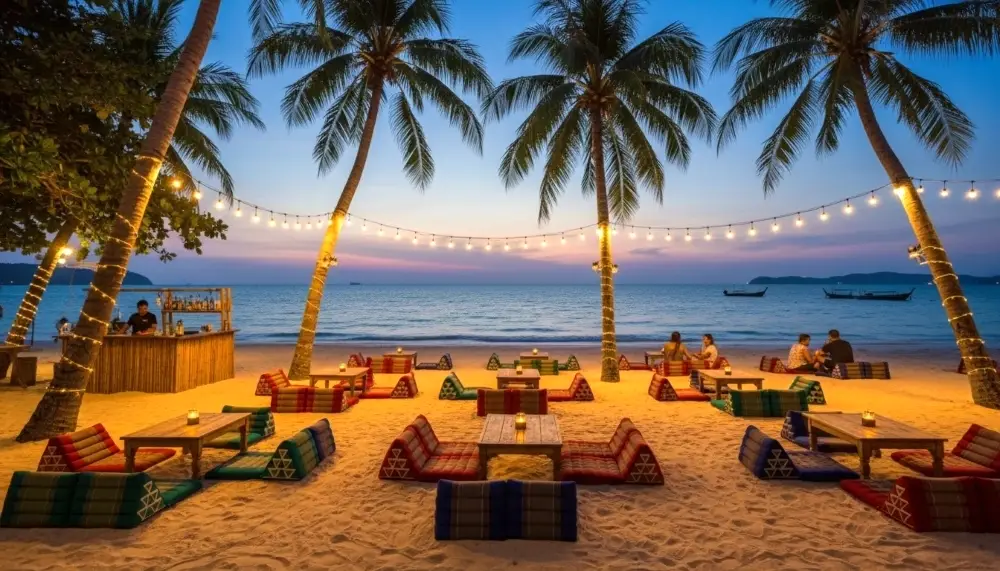 bar setup at dusk in Karon