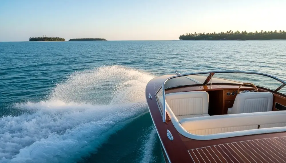 close up luxury speedboat