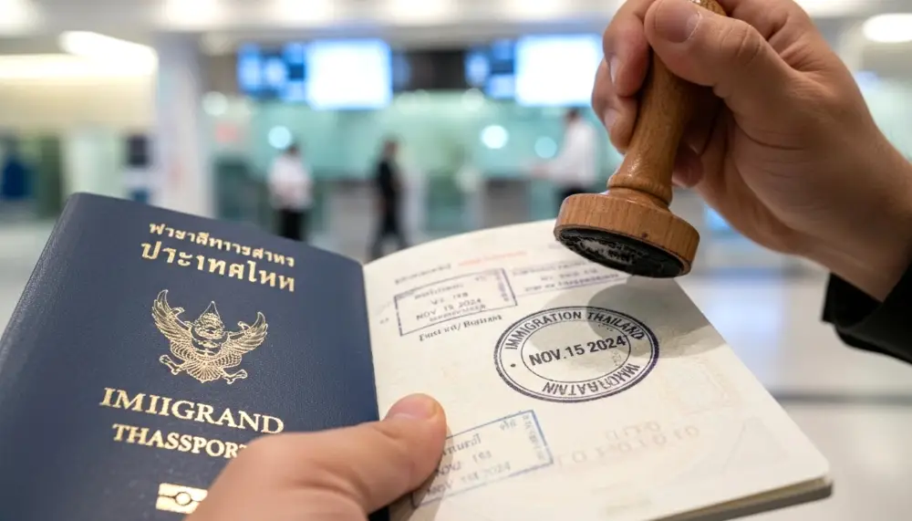 fresh entry stamp in a passport