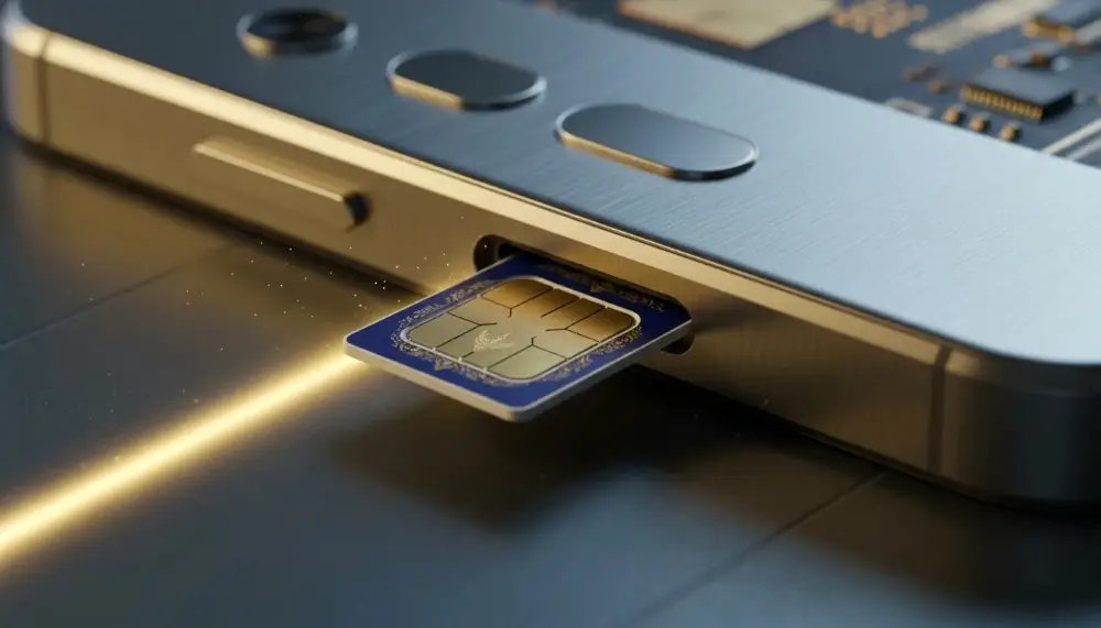 gold and blue Thai nano SIM card