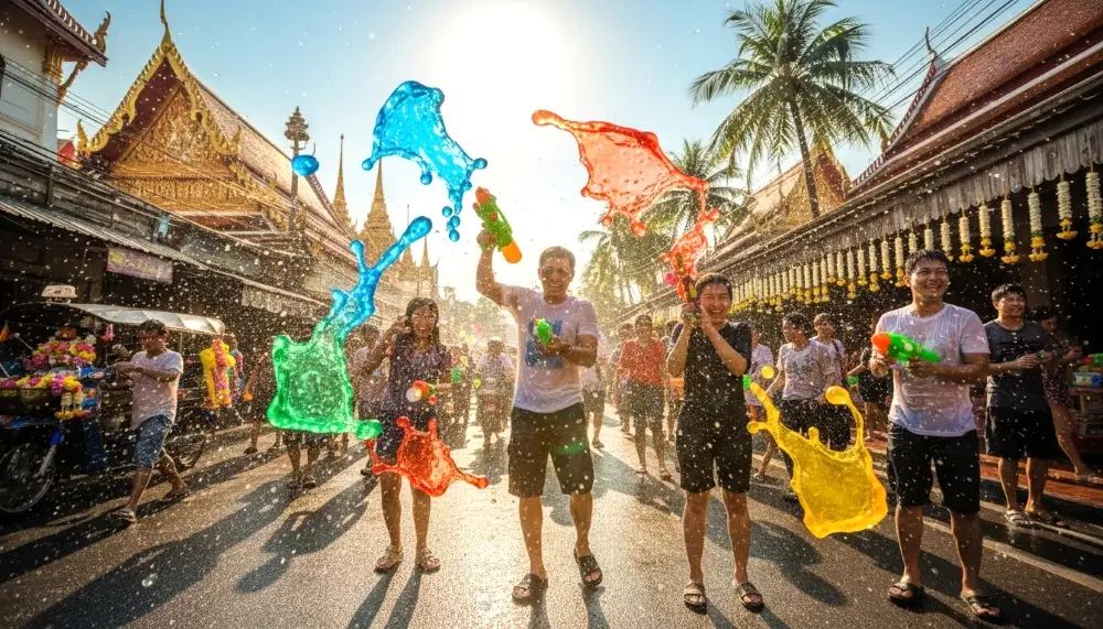 joyful Songkran water festival