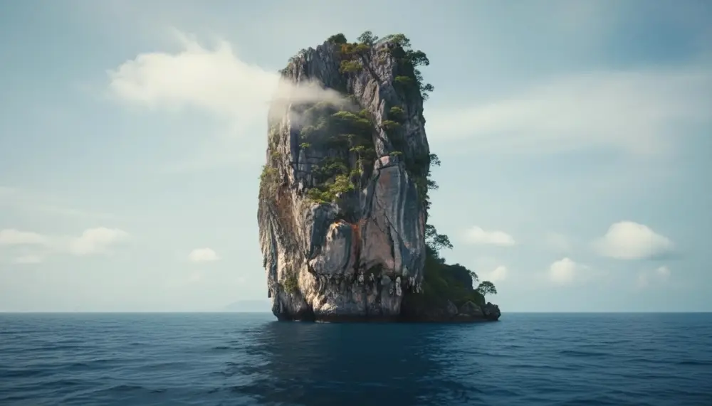 karst island jutting out of Andaman Sea