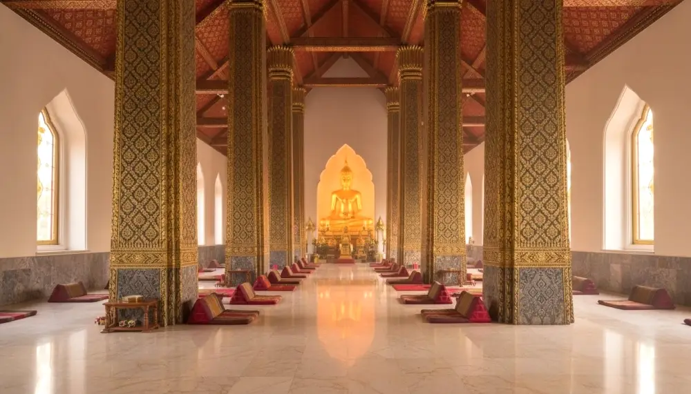 majestic Thai temple at sunrise