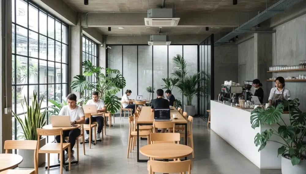minimalist cafe in the Nimman district