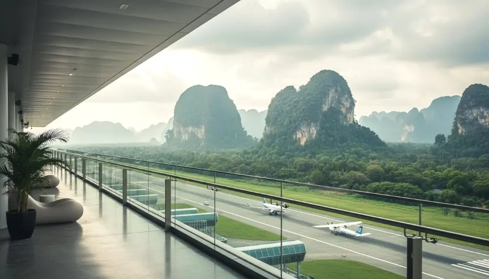 modern airport observation deck in Krabi