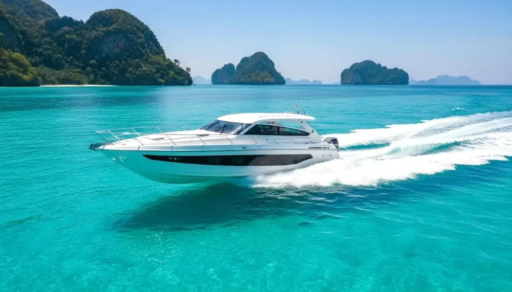 modern white speedboat Phi Phi Islands