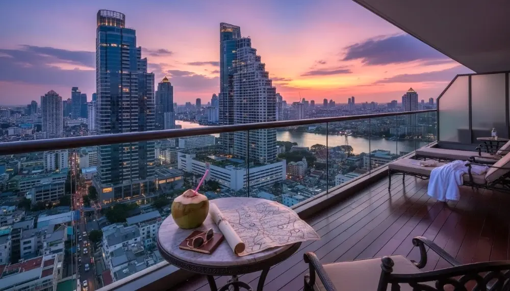 overlooking the Bangkok skyline