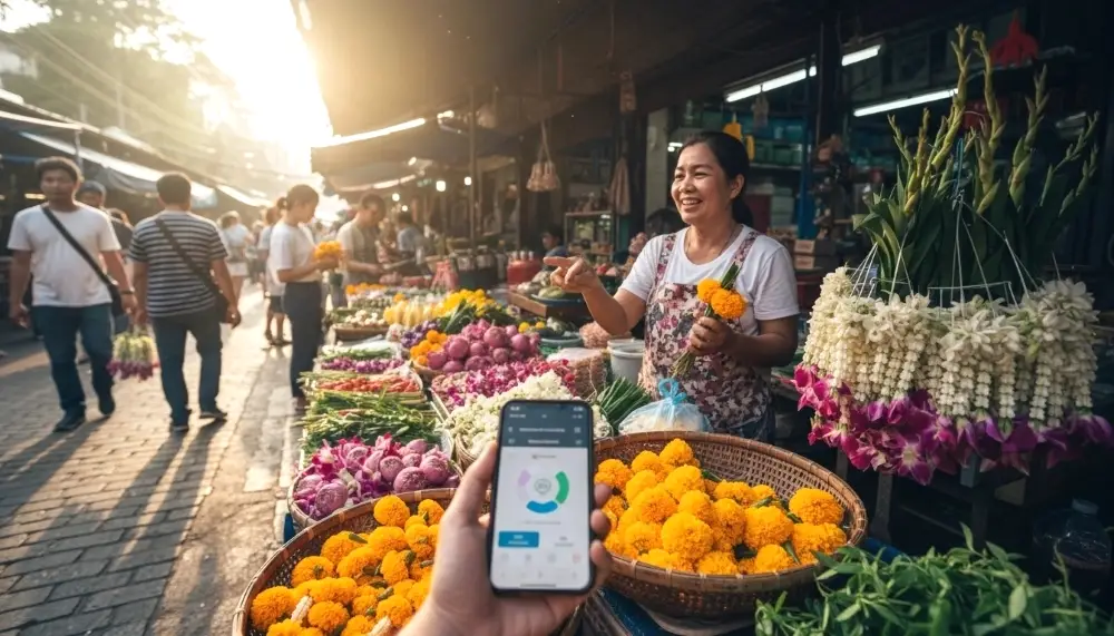 paying a friendly Thai vendor