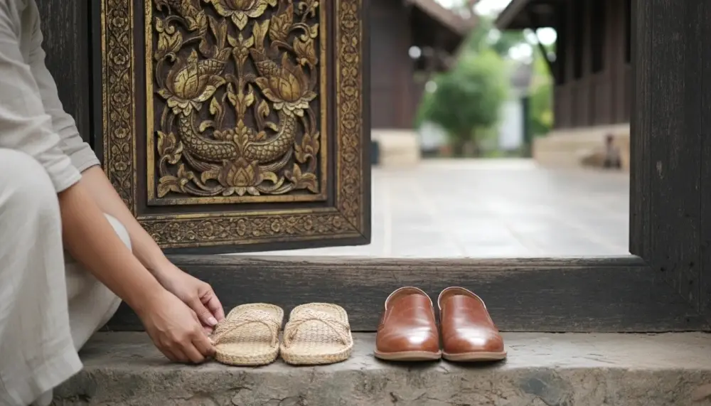 shoes outside Thai doorway