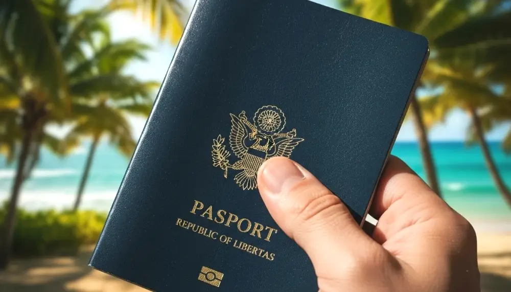 sleek dark blue passport