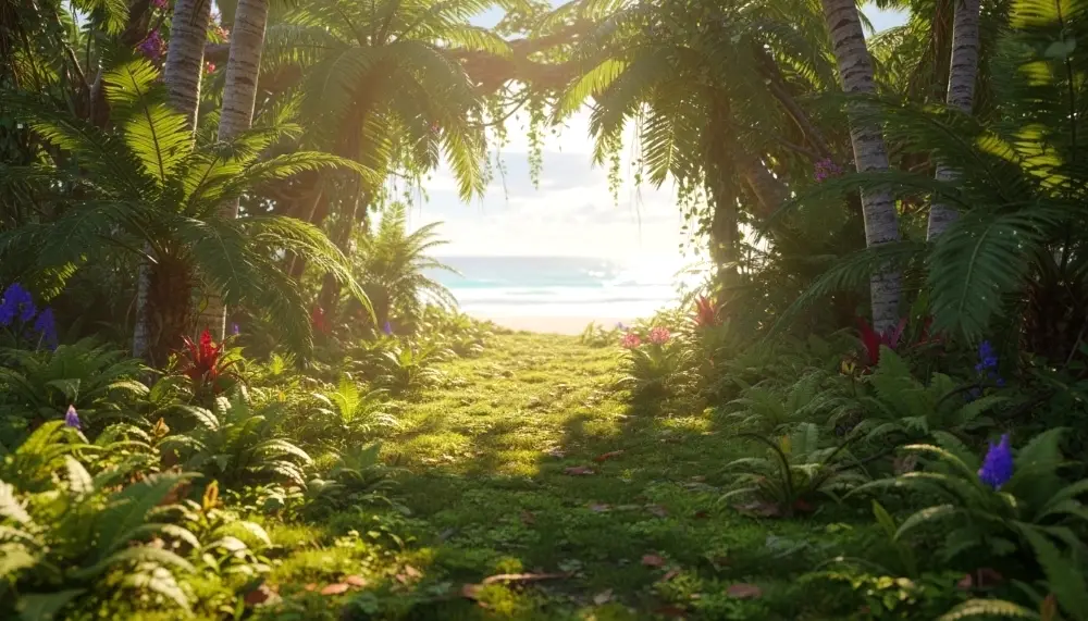 sun drenched jungle path