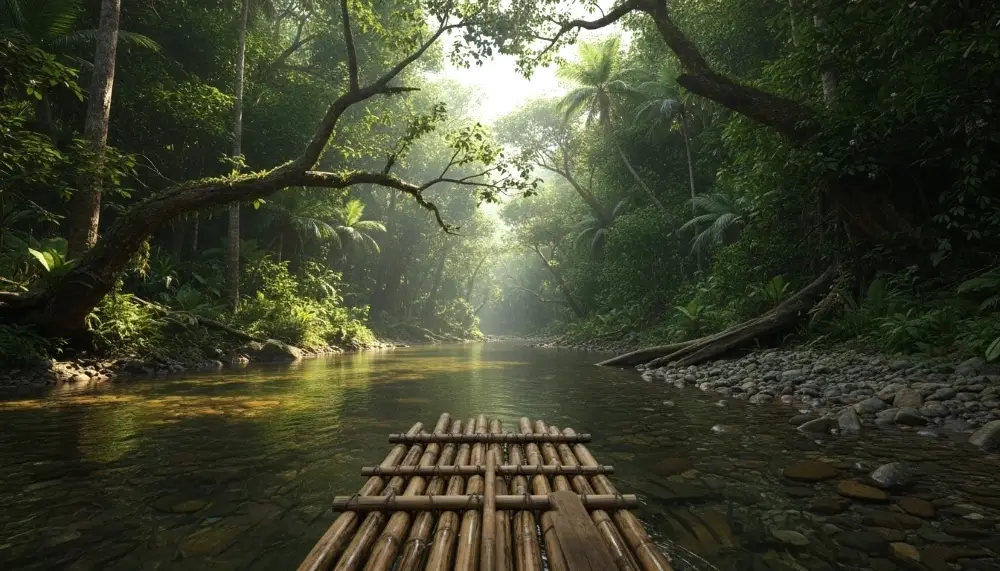 traditional bamboo raft