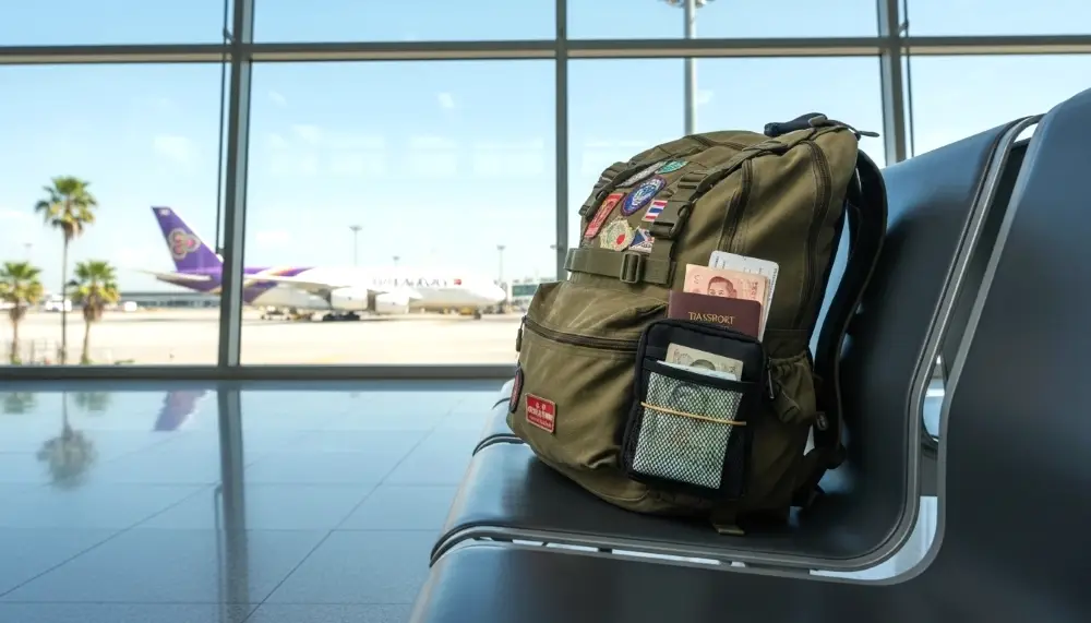 traveler backpack at Suvarnabhumi Airport