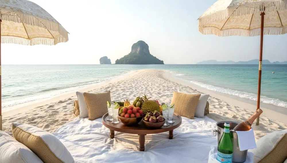 tropical beach picnic