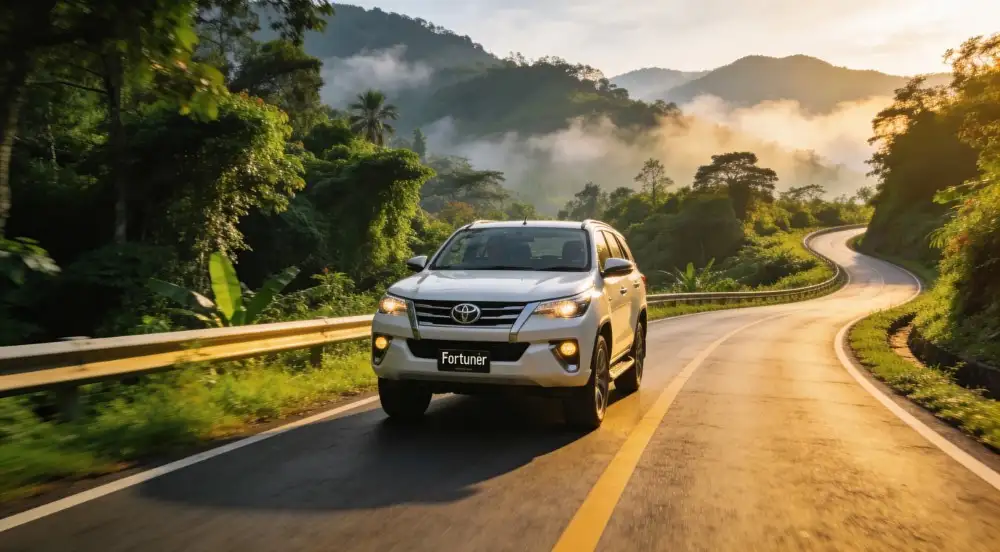 driving along the lush winding curves of the Mae Hong Son Loop