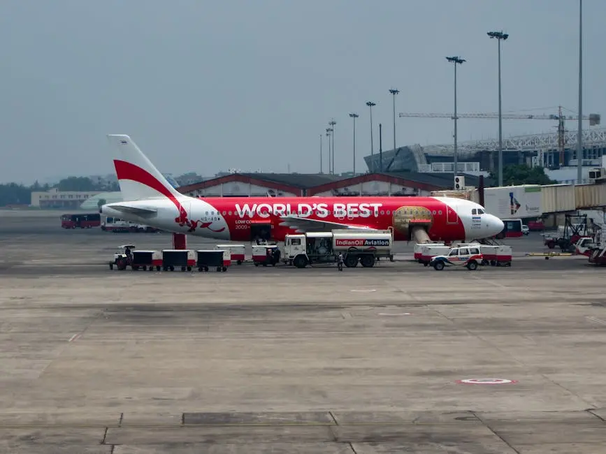 Airplane Parked At An Airport Showcasing Vibrant Branding With Ground