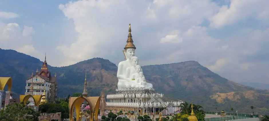 Breathtaking Landscape Of Wat Pha Sorn Kaew Temple With A Mountainous