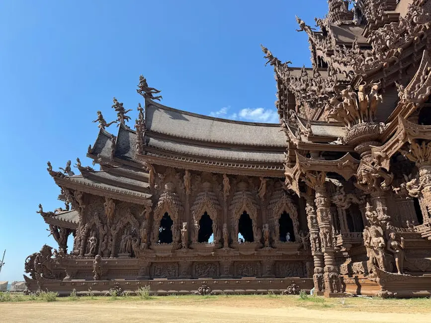Detailed View Of The Ornate Carvings On The Sanctuary Of Truth Under A