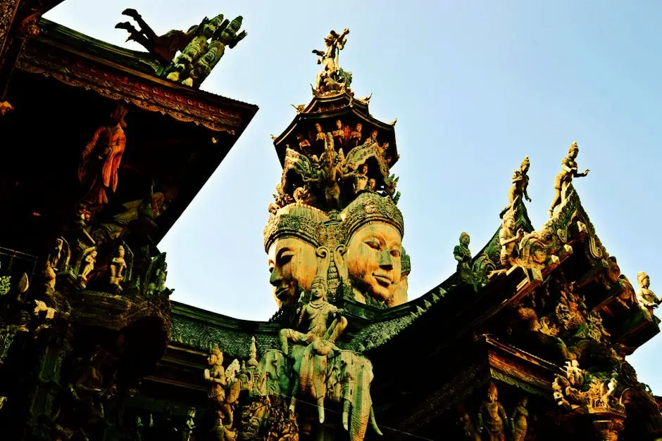 Explore The Detailed Wooden Carvings Of The Sanctuary Of Truth In Patt