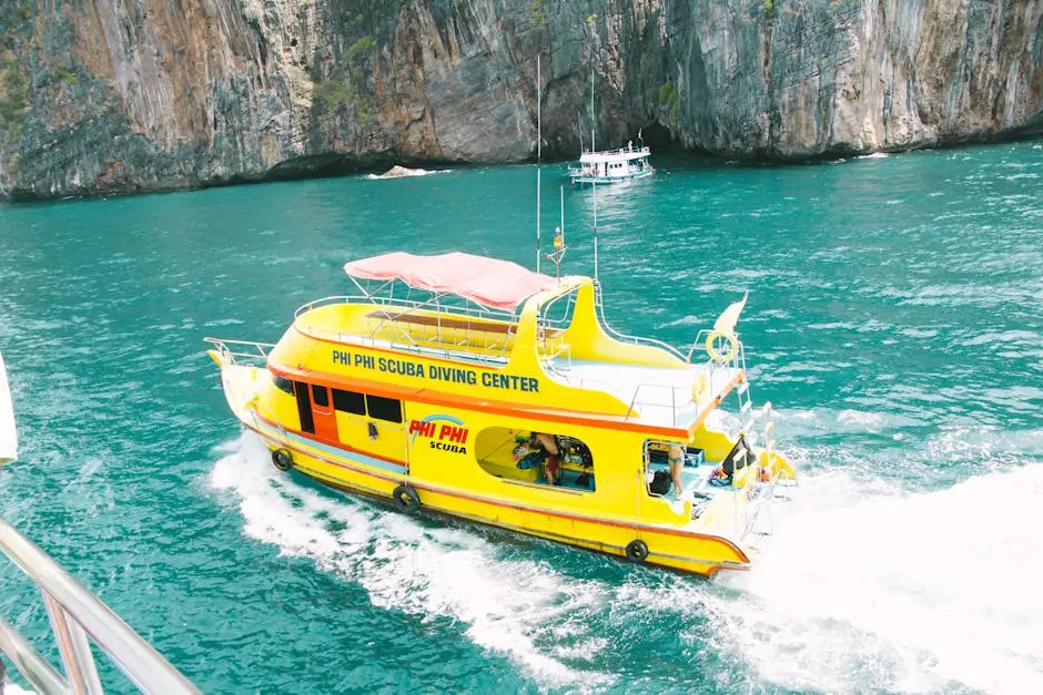 Scuba Diving Tour Boat Cruising The Turquoise Waters Of Phi Phi Island