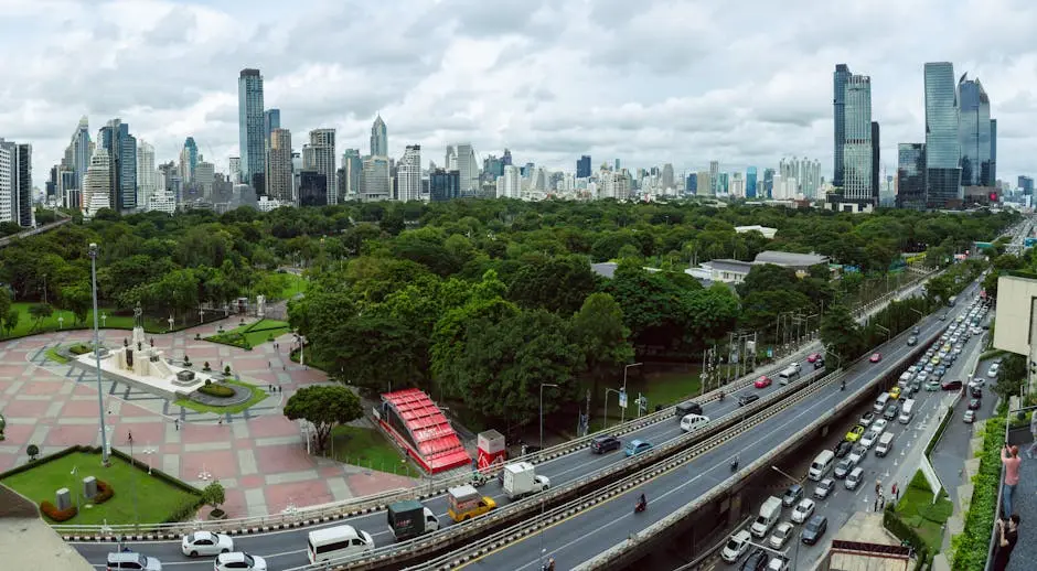 Stunning Aerial View Of Bangkok S Skyline And Lumphini Park Showcasing