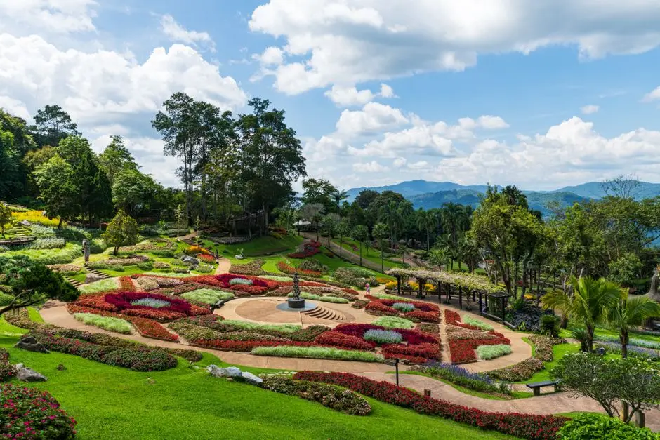 Stunning Landscaped Garden At Doi Tung Royal Villa Chiang Rai Thailand