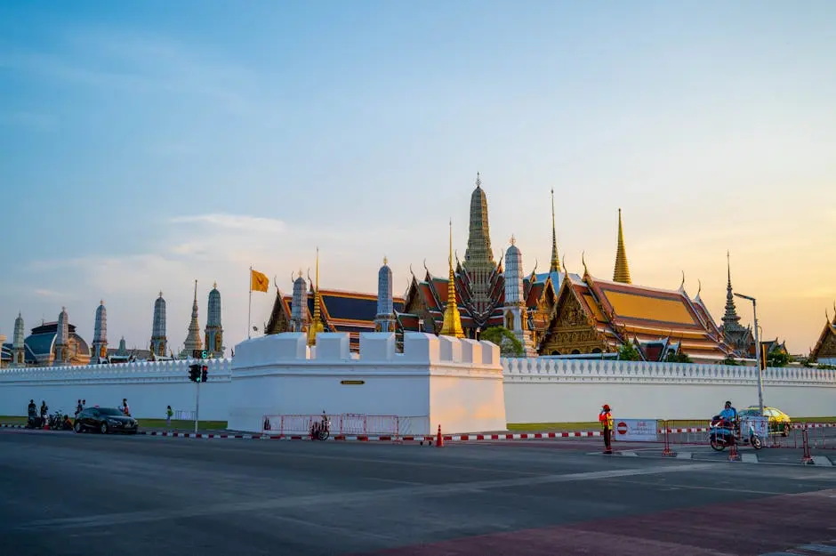 Stunning View Of The Grand Palace In Bangkok With Its Traditional Arch