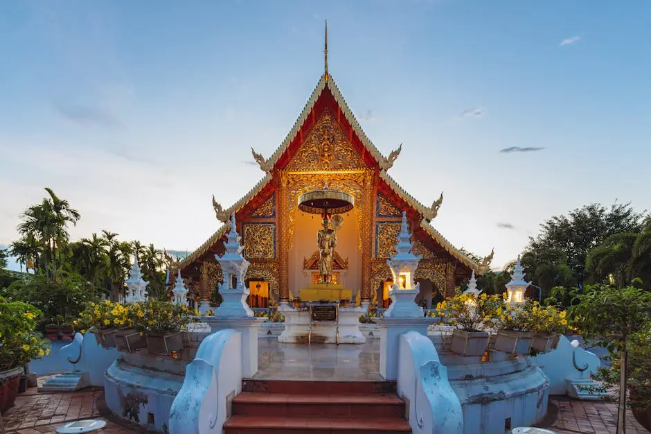 Stunning View Of Wat Phra Singh Temple In Chiang Mai Thailand During T
