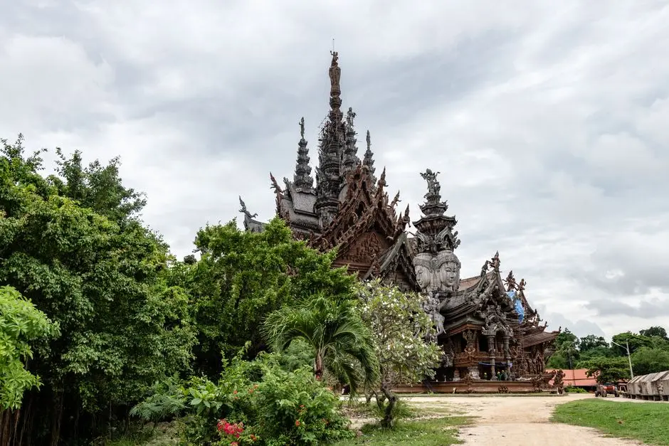 The Sanctuary Of Truth In Pattaya Thailand Showcasing Intricate Wooden