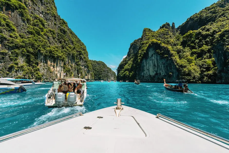 Vibrant Boat Tour Through Stunning Krabi Limestone Cliffs In Thailand