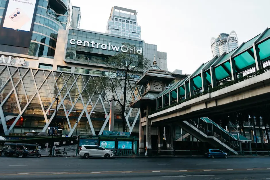View Of Centralworld Mall In Bangkok With A Modern Urban Cityscape And
