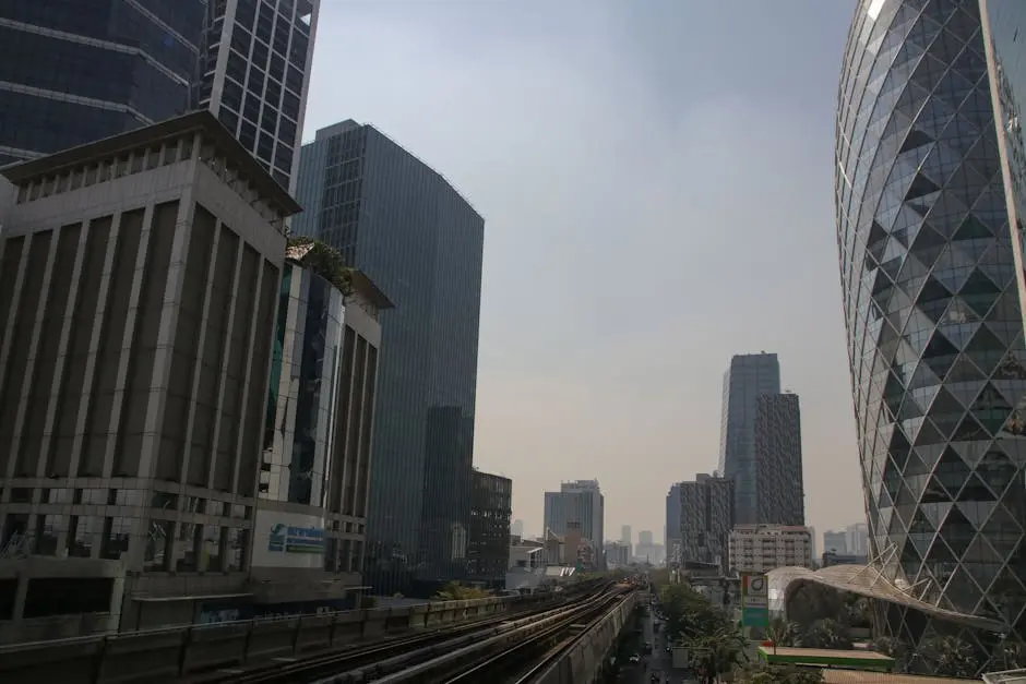 View Of The Modern Skyline In Bangkok Featuring High Rise Buildings Un